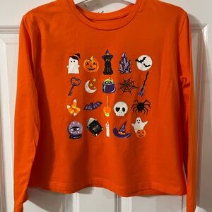Kids Orange Halloween Long Sleeve Tee